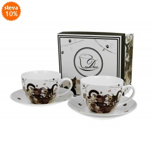 Porcelánový hrnek s podtalířkem Cats Family 250 ml, sada 2 ks v dárkovém boxu