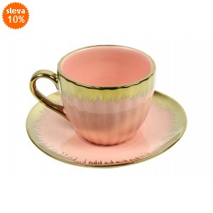 Hrnek s podšálkem Charlotte 5 cm růžový/zlatý