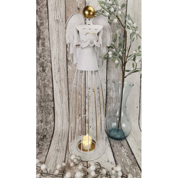 Svícen ve tvaru anděla S bílý, 53,5 cm