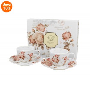 Porcelánový hrnek espesso s podtalířkem Secesja 90 ml, sada 2 ks v dárkovém boxu