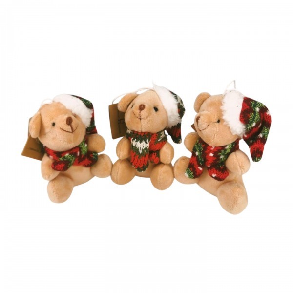 Plyšový medvídek s čepicí 12 cm mix, balení 12 ks