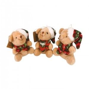 Plyšový medvídek s čepicí 12 cm mix, balení 12 ks