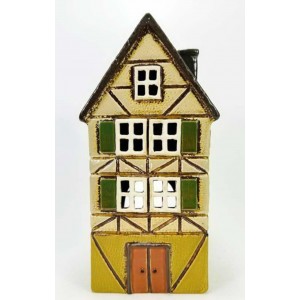 Keramický domek na čajovou svíčku, světle zelený 26,5x13,5x10,5 cm