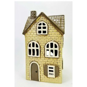 Keramický domek na čajovou svíčku, světle zelený 23,5x13x8,5 cm