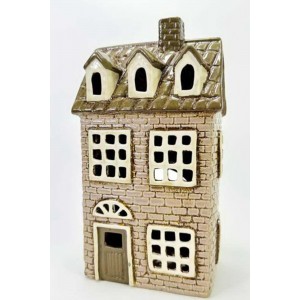 Keramický domek na čajovou svíčku, hnědý 25,5x14x9,5 cm