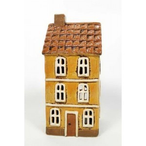 Keramický domek na čajovou svíčku, hnědý 21,5x9,5x9,5 cm