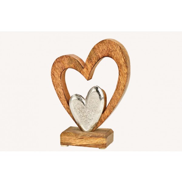 Srdíčka na dřevěném podstavci 17x13x5 cm