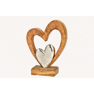 Srdíčka na dřevěném podstavci 17x13x5 cm