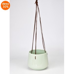 Keramický květináč na zavěšení zelený II. jakost 11x12 cm