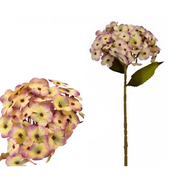 Umělá hortenzie růžovo-žlutá 45 cm