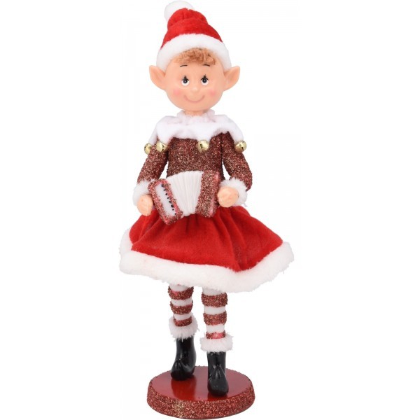 Stojící elf holka 30 cm červená