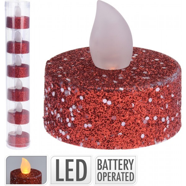 LED čajová svíčka sada 6 ks, 4x3,8 cm červená - větší obrázek LED čajová svíčka sada 6 ks, 4x3,8 cm červená
