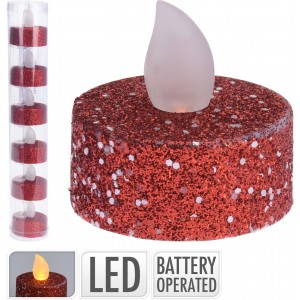LED čajová svíčka sada 6 ks, 4x3,8 cm červená