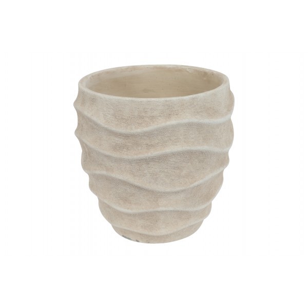 Betonový květináč Ribbel XL bílý/béžový