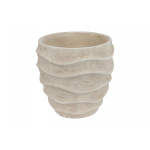 Betonový květináč Ribbel XL bílý/béžový