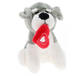 Plyšový pes Knírač B 18 cm bílo-šedý