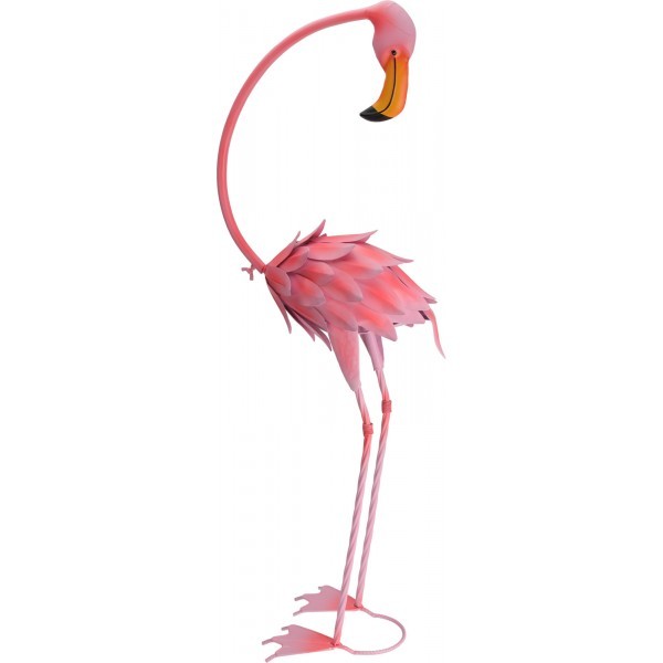 Kovový plameňák 70 cm růžový