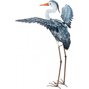 Kovová dekorace volavka 86 cm modrá