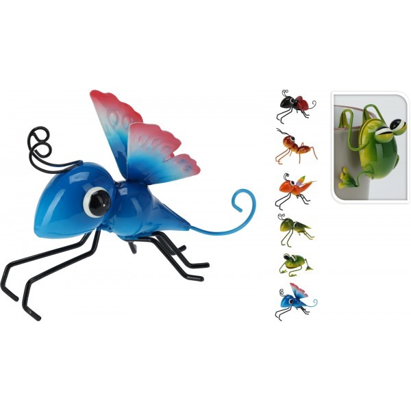 Kovová ozdoba na květináč zvířátka mix, 6 ks