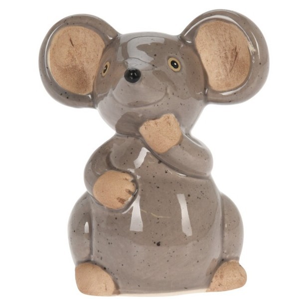 Porcelánová myš 15,5 cm hnědá