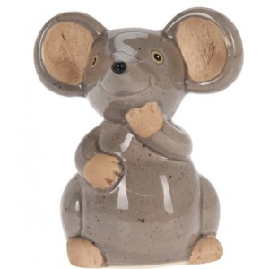 Porcelánová myš 15,5 cm hnědá