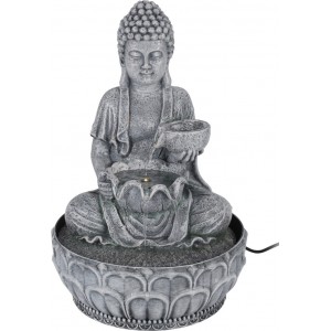 LED fontánka Buddha 29 cm šedá
