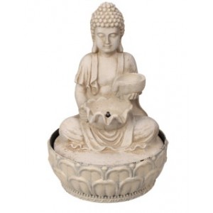 LED fontánka Buddha 29 cm béžová