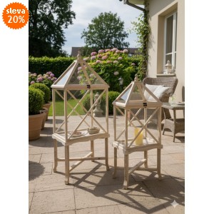 Dřevená lucerna Stacy hnědá, sada 2 ks