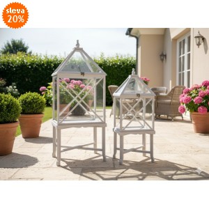 Dřevěná lucerna Nogy šedá, sada 2 ks