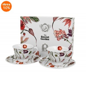 Porcelánový hrnek s podšálkem Flower meadow 100 ml, sada 2 ks v dárkové krabičce