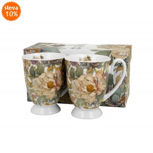 Porcelánový hrnek PEONY WHITE 340 ml, 2 ks v dárkové krabičce