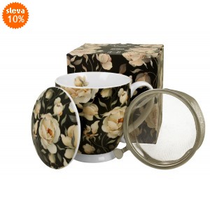 Porcelánový hrnek byliňák English Roses Black 510 ml v krabičce