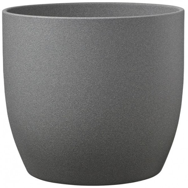 Keramický květináč Basel matný 24 cm tmavě šedý efekt kámen