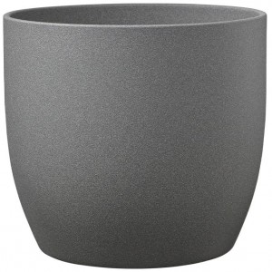 Keramický květináč Basel matný 24 cm tmavě šedý efekt kámen