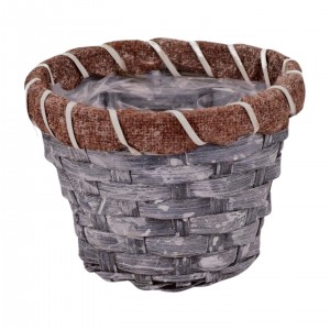 proutěný koš šedý 12,5x9 cm