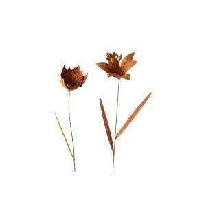 Sada 2 ks kovových zápichů květiny rez L, 110 cm