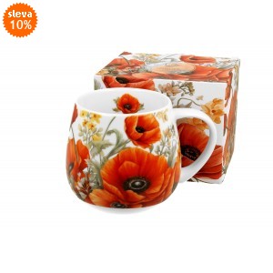 Porcelánový hrnek soudek - máky, 430 ml