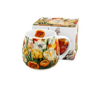 Porcelánový hrnek soudek - tulipány, 430 ml