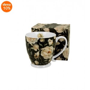 Porcelánový hrnek - anglické růže, černý, 510 ml