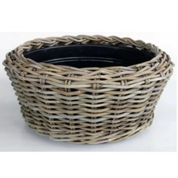 Proutěný koš šedý s plastovým vkladem, 28 x 13 cm