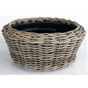 Proutěný koš šedý s plastovým vkladem, 28 x 13 cm