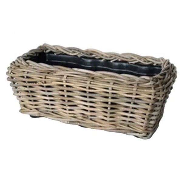 Proutěný koš šedý s plastovou výstelkou, 50x26x18 cm