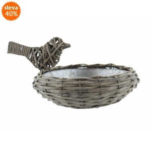 Proutěné krmítko s plechovým vkladem 24x6 cm hnědé