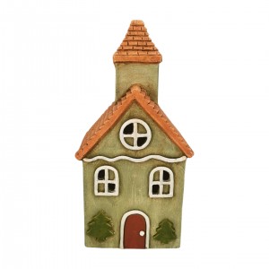 Keramický domeček LED, zelený, 38 cm