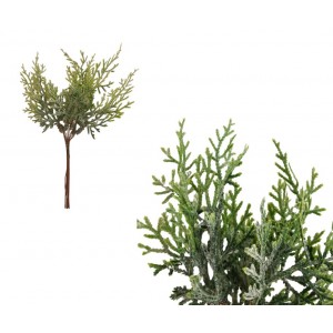 Zelená větvička s jemným namrzlým nádechem 21 cm