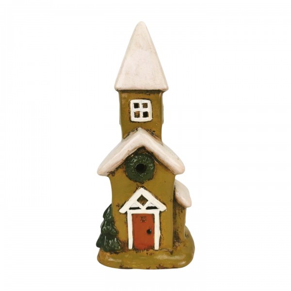 Keramický domeček na svíčku zelenohnědý, 24 cm