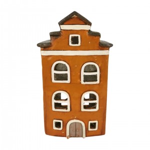 Keramický domeček na svíčku cihlový, 22,5 cm