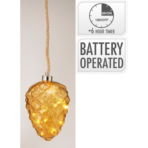 Skleněná LED šiška s časovačem, 21 cm