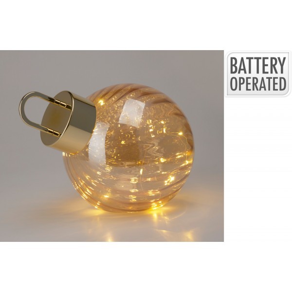 LED vánoční koule na zavěšení amber, 20 cm