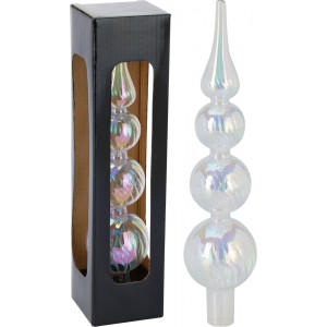 Skleněná vánoční špice 28 cm, duhová bílá